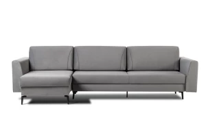 Диван-кровать Тенериф 1, велюровый, раскладной серый велюр, 315х157х70 см