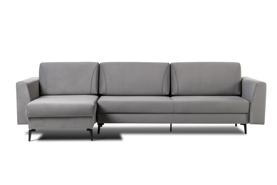 Диван-кровать Тенериф 1, велюровый, раскладной серый велюр, 315х157х70 см (изображение №1)