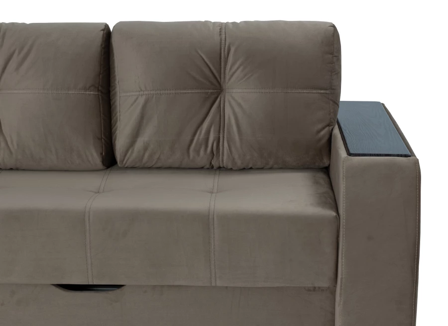 Прямой диван-кровать Спинер, раскладной, песочно-серый, 256х108х90 см (изображение №6)