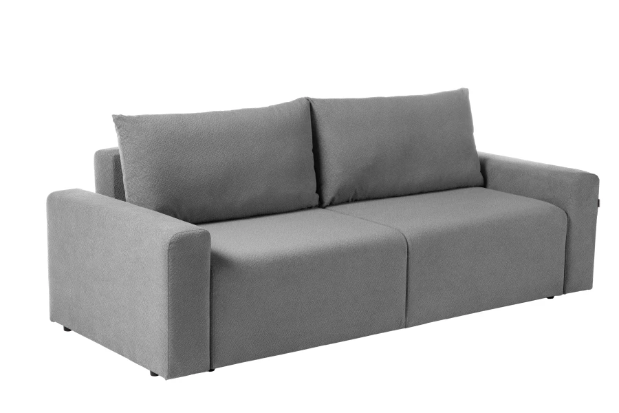 Диван-кровать Халиф 2, велюровый, раскладной, серый шенилл с мелким букле, 241х102х92 см (изображение №6)