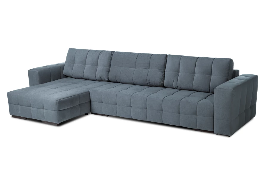 Диван-кровать Реал 2, велюровый, раскладной, серый велюр, 350х180х90 см (изображение №4)