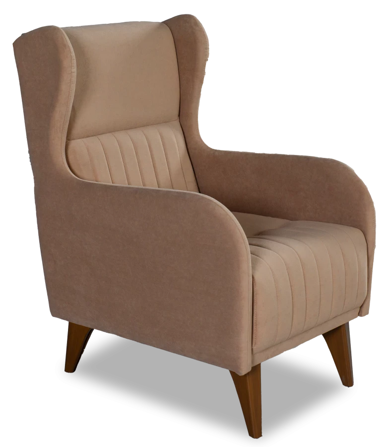 Кресло мягкое Градара, велюр, анатомическое, бежево-коричневый, 66х84х102 см (изображение №2)