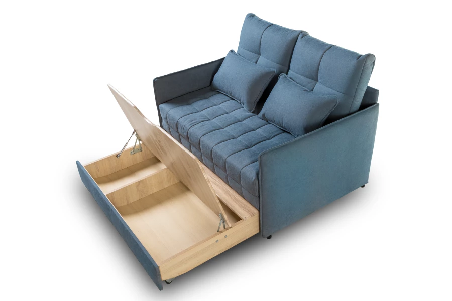 Диван-кровать Панда, велюровый, раскладной, синий, 145х101х100 см (изображение №8)
