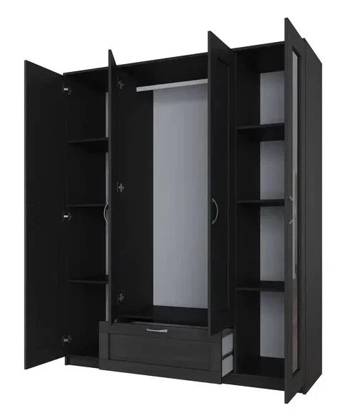 Шкаф комбинированный 4 двери и 1 ящик СИРИУС - аналог IKEA BRIMNES, Дуб Венге (с 2 зеркалами) (изображение №3)