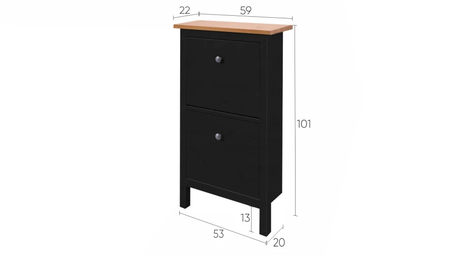 Обувница - аналог IKEA HEMNES / ХЕМНЭС/ ХЕМНЕС / КЫМОР / ИКЕА 59х101x22 см, черный/светло-коричневый (изображение №5)