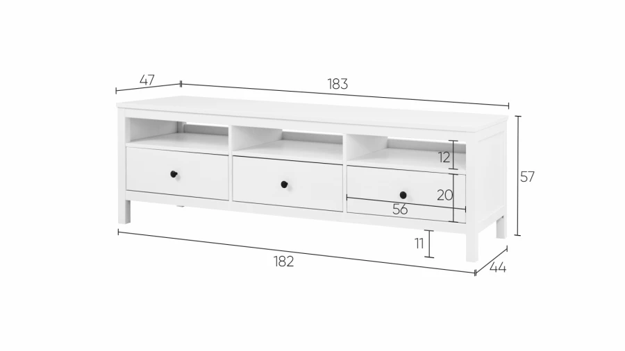 Тумба под ТВ - аналог IKEA HEMNES / ХЕМНЭС/ ХЕМНЕС / КЫМОР / ИКЕА 183х57х47 см, белый (изображение №5)