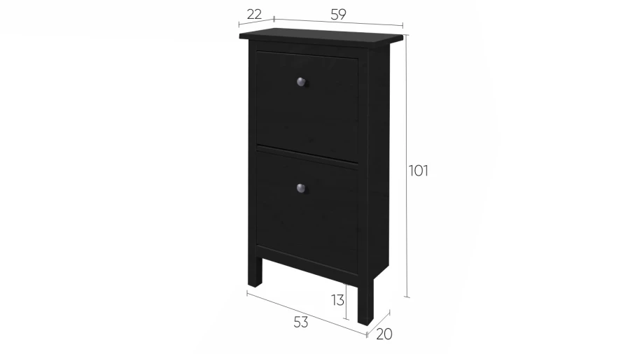 Обувница - аналог IKEA HEMNES / ХЕМНЭС/ ХЕМНЕС / КЫМОР / ИКЕА 59х101x22 см, черный (изображение №5)