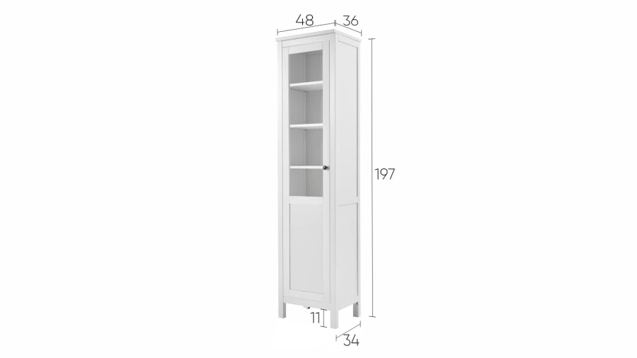 Шкаф-витрина стекло/панель - аналог IKEA HEMNES / ХЕМНЭС/ ХЕМНЕС / КЫМОР / ИКЕА 49х198х37 см, белый (изображение №5)