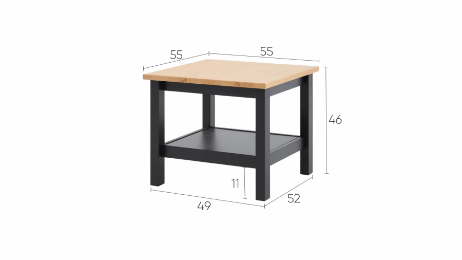 Стол журнальный  - аналог ИКЕА HEMNES / ХЕМНЭС/ ХЕМНЕС / КЫМОР / IKEA , 55x55 см, черный/светло-коричневый (изображение №4)