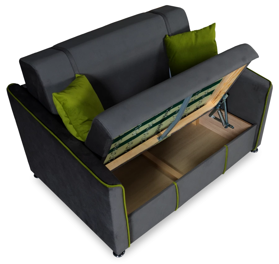 Прямой диван-кровать Милан, велюровый, раскладной, графитовый, 149х99х91 см (изображение №10)