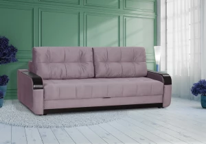 Второе фото. Диван-кровать Татьяна 5 БД Optima велюровый, с ящиком для белья, механизм Еврокнижка, какао велюр, 234х117х100см