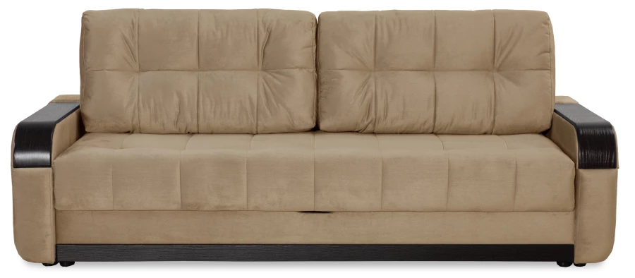 Диван-кровать Татьяна 5 БД Optima велюровый, раскладной, с ящиком для белья, механизм Еврокнижка,  бежевый велюр, 234х117х100см (изображение №2)