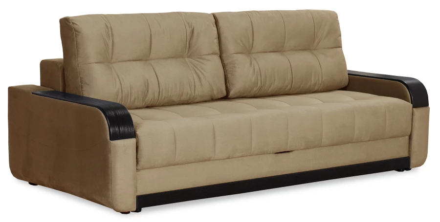 Диван-кровать Татьяна 5 БД Optima велюровый, раскладной, с ящиком для белья, механизм Еврокнижка,  бежевый велюр, 234х117х100см (изображение №3)