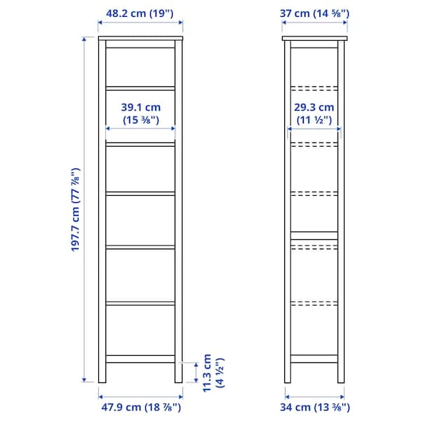 Книжный шкаф - HEMNES IKEA/ ХЭМНЕС ИКЕА,  49х197 см, черно-коричневый (изображение №3)