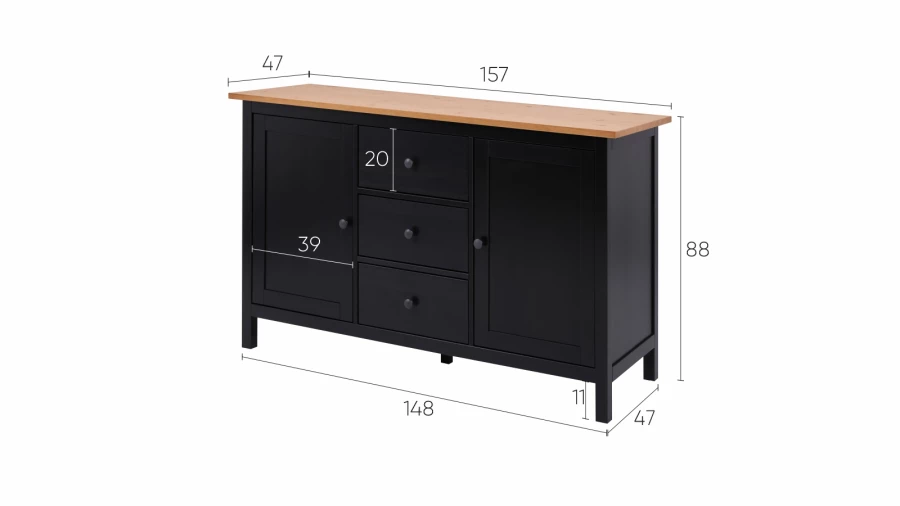 Сервант - аналог IKEA HEMNES / ХЕМНЭС/ ХЕМНЕС / КЫМОР / ИКЕА 157х89х47 см, черный/светло-коричневый (изображение №5)