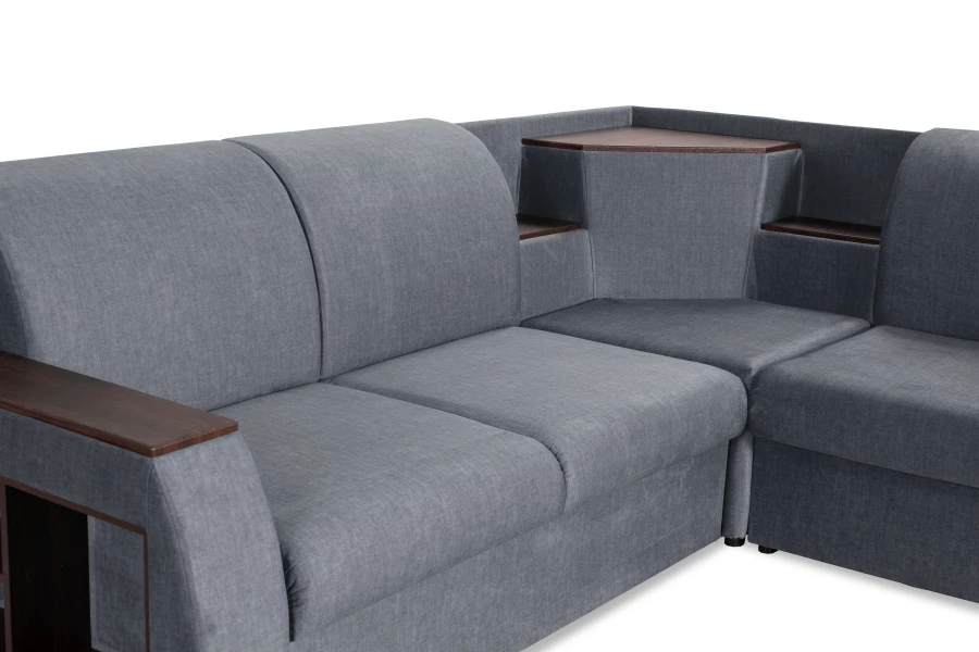 Угловой диван-кровать Сенатор, серый, 260х187х92 см (изображение №5)