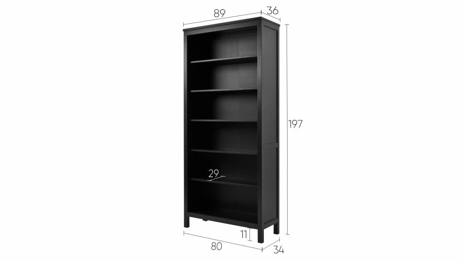 Стеллаж - аналог IKEA HEMNES / ХЕМНЭС/ ХЕМНЕС / КЫМОР / ИКЕА 90х198х37 см, чёрный (изображение №5)