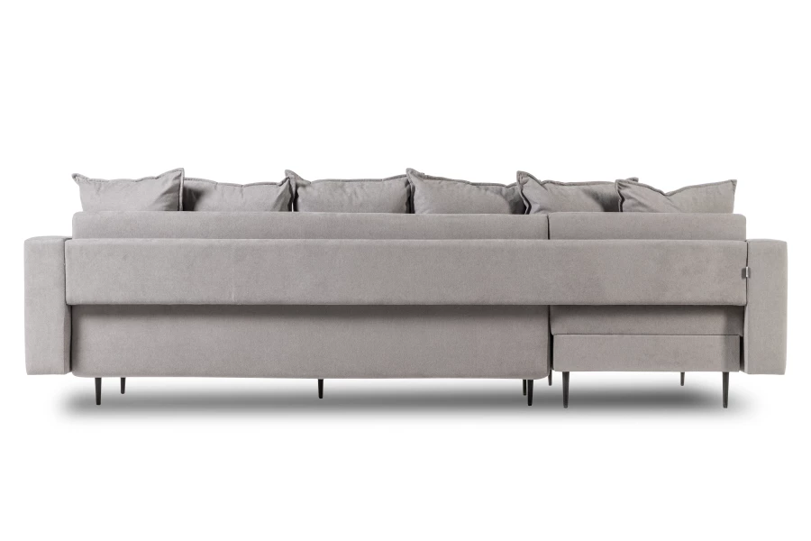 Диван-кровать Тенериф 3 прямой, велюровый, раскладной, светло серый, 312х157х90 см. (изображение №7)