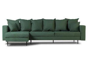 Диван-кровать Тенериф 3 прямой, велюровый, раскладной, зеленый, 312х157х90 см.