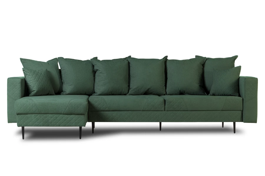 Диван-кровать Тенериф 3 прямой, велюровый, раскладной, зеленый, 312х157х90 см. (изображение №1)