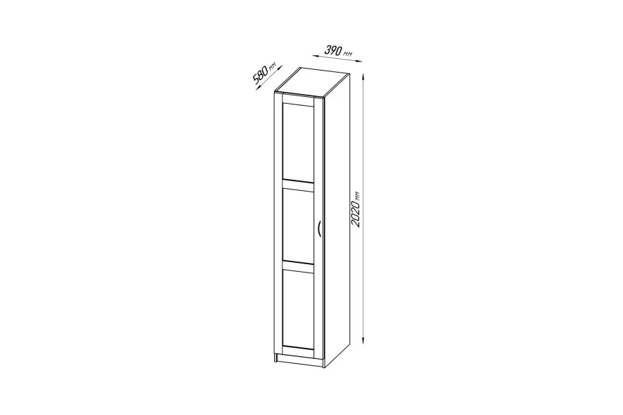 Пенал Пегас 1 дверь - аналог IKEA BRIMNES,39х58х202,белый (изображение №4)
