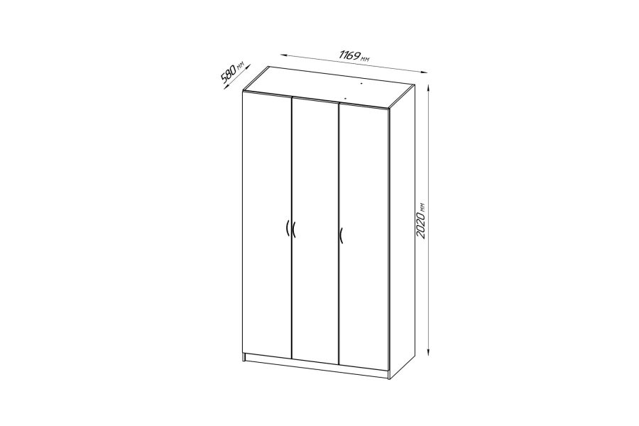 Шкаф трехстворчатый Пегас - аналог IKEA KLEPPSTAD,116х58х202,белый (изображение №4)
