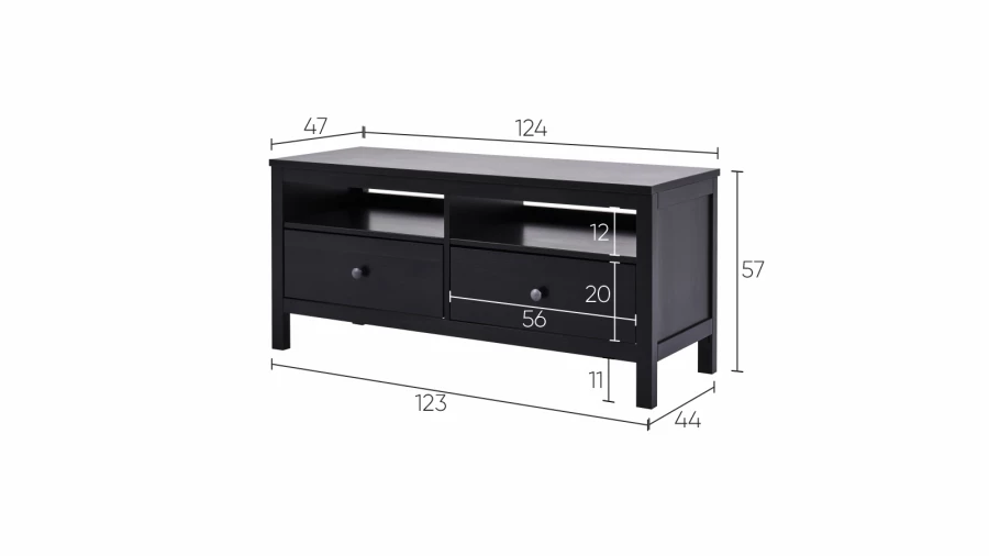 Тумба под ТВ - аналог IKEA HEMNES / ХЕМНЭС/ ХЕМНЕС / КЫМОР / ИКЕА 124х57х47 см, черный (изображение №5)