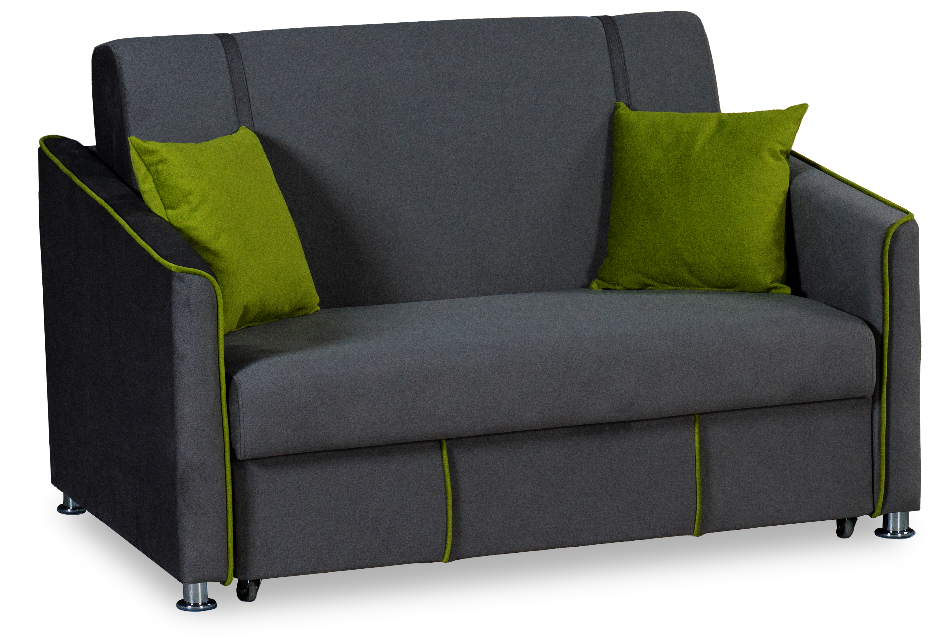 Прямой диван-кровать Милан, велюровый, раскладной, графитовый, 149х99х91 см