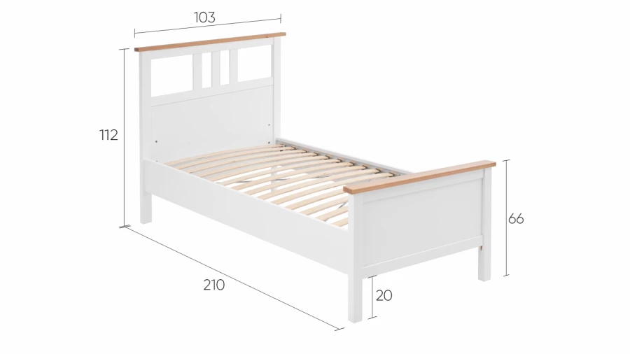 Кровать - аналог IKEA HEMNES / ХЕМНЭС/ ХЕМНЕС / КЫМОР / ИКЕА 90х200 см, белый/светло-коричневый (изображение №5)