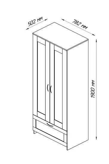 Шкаф комбинированный 2 двери и 1 ящик СИРИУС - аналог IKEA BRIMNES, сонома (изображение №3)