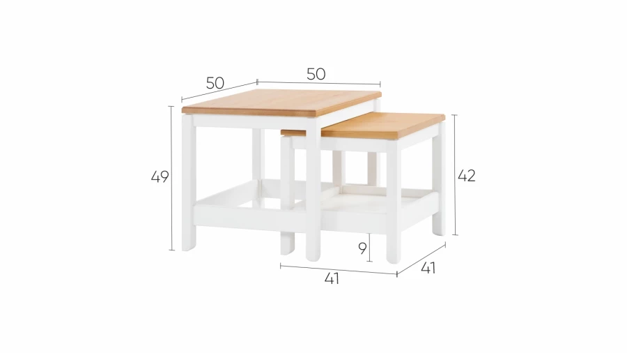 Комплект столов - аналог ИКЕА HEMNES / ХЕМНЭС/ ХЕМНЕС / КОДЗУВ / IKEA , 2 шт, белый/светло-коричневый (изображение №4)