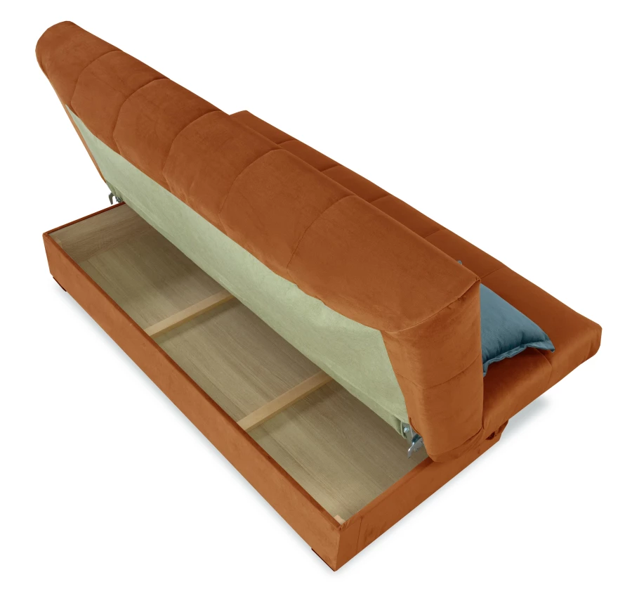Прямой диван-кровать Аккорд, велюровый, раскладной, терракотовый, 192х100х95 см (изображение №13)