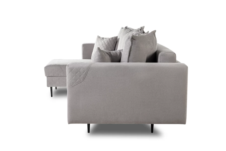 Диван-кровать Тенериф 3 прямой, велюровый, раскладной, светло серый, 312х157х90 см. (изображение №6)