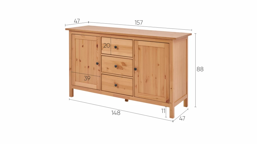 Сервант - аналог IKEA HEMNES / ХЕМНЭС/ ХЕМНЕС / КЫМОР / ИКЕА 157х89х47 см, светло-коричневый (изображение №5)