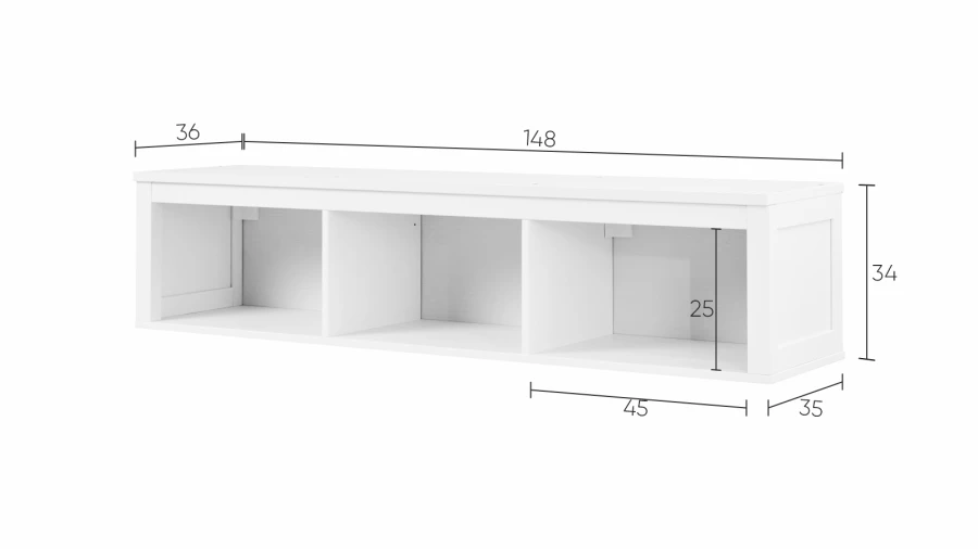 Полка навесная - аналог IKEA HEMNES / ХЕМНЭС/ ХЕМНЕС / КЫМОР / ИКЕА 148х34х37 см, белый (изображение №5)