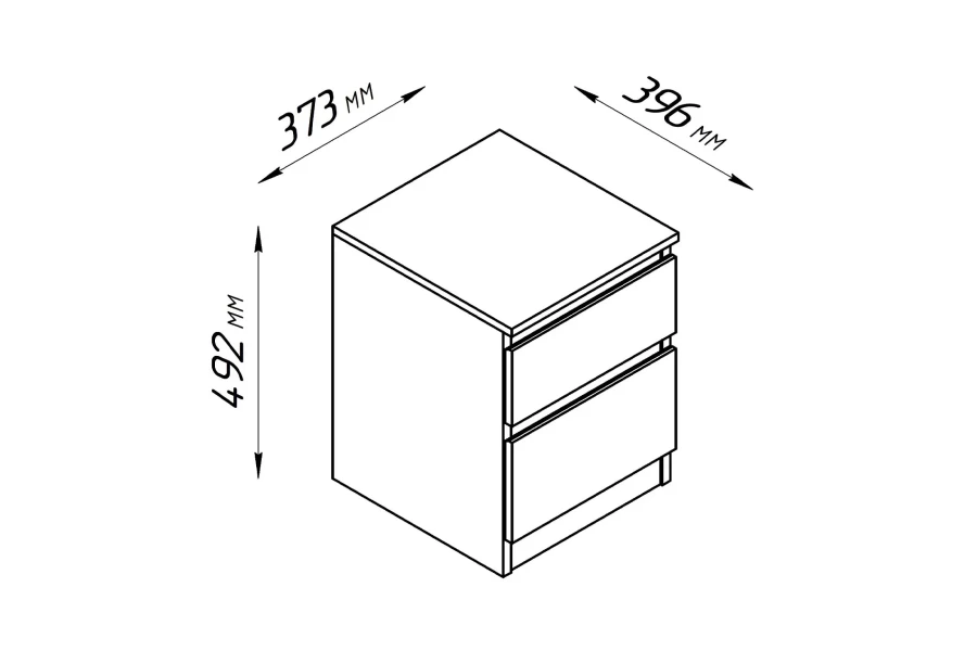 Тумба 2 ящика Кастор - аналог IKEA KULLEN,37х39х49,белый (изображение №4)