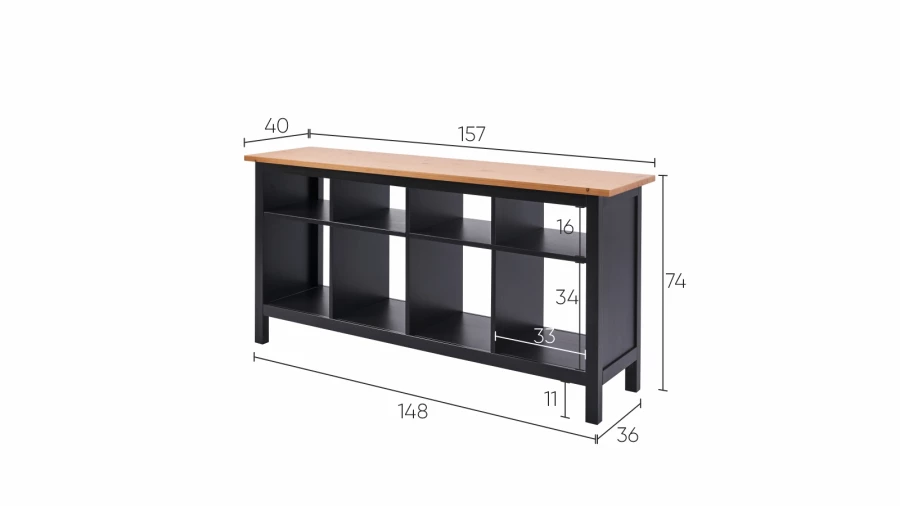 Стол-консоль - аналог IKEA HEMNES / ХЕМНЭС/ ХЕМНЕС / КЫМОР / ИКЕА 157х74х40 см, чёрный/светло-коричневый (изображение №4)