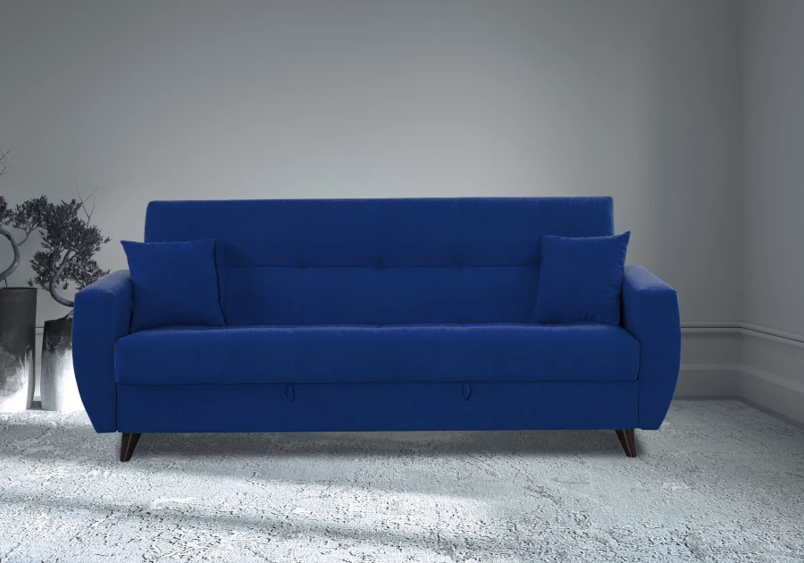 Диван-кровать Бетти 2 велюровый, раскладной, темно-синий 236х88х96 см (изображение №2)