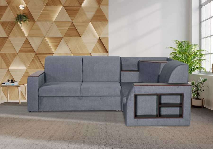 Угловой диван-кровать Сенатор, серый, 260х187х92 см (изображение №13)