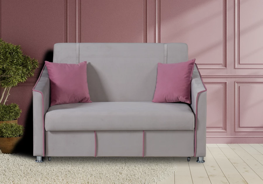 Прямой диван-кровать Милан, велюровый, раскладной, светло-серый, 149х99х91 см (изображение №6)