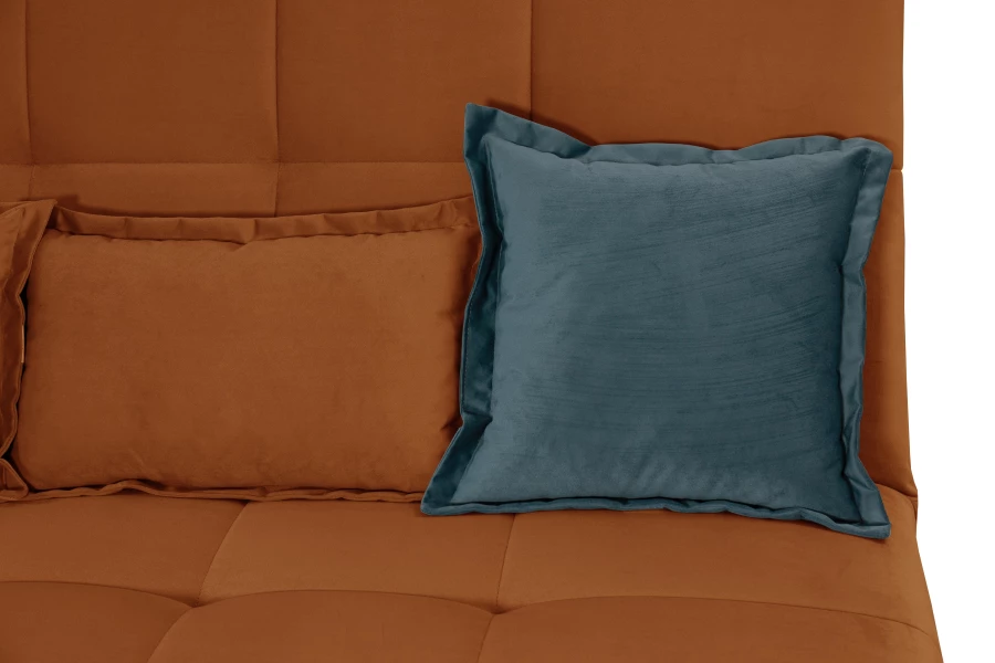 Прямой диван-кровать Аккорд, велюровый, раскладной, терракотовый, 192х100х95 см (изображение №6)