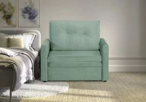 Второе фото. Прямой диван-кровать Юнат 2, раскладной, мятный, 106х87х94 см