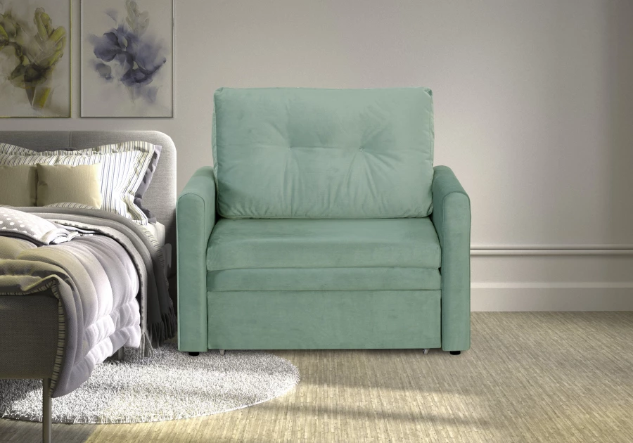 Прямой диван-кровать Юнат 2, раскладной, мятный, 106х87х94 см (изображение №11)