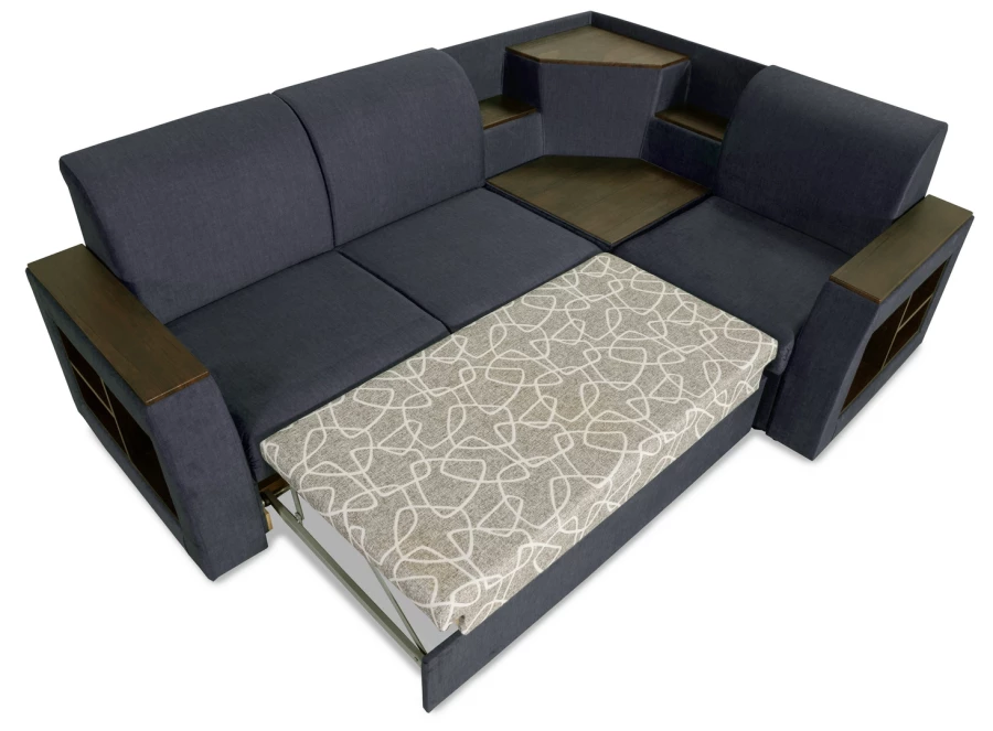 Угловой диван-кровать Сенатор, темно-синий, 260х187х92 см (изображение №9)
