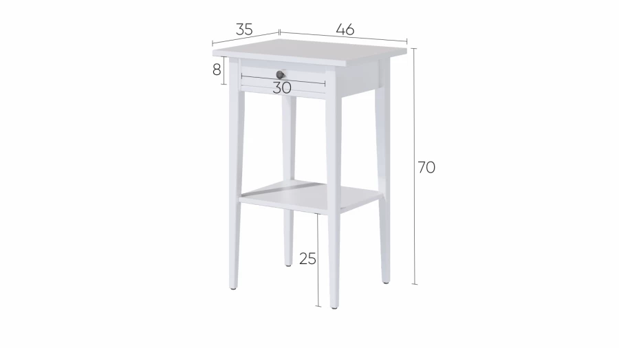 Тумба прикроватная - аналог IKEA HEMNES / ХЕМНЭС/ ХЕМНЕС / КЫМОР/ ИКЕА 46х70X35 см, белый (изображение №4)