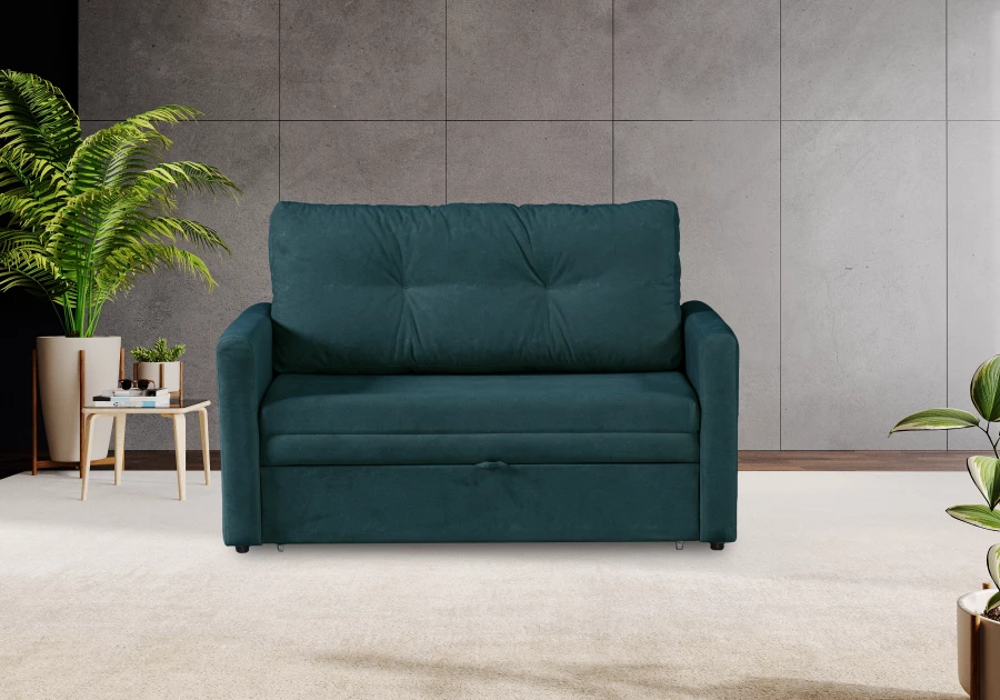 Диван-кровать Юнат 120, раскладной, синий с мелкими разводами, 142х87х94 см (изображение №6)