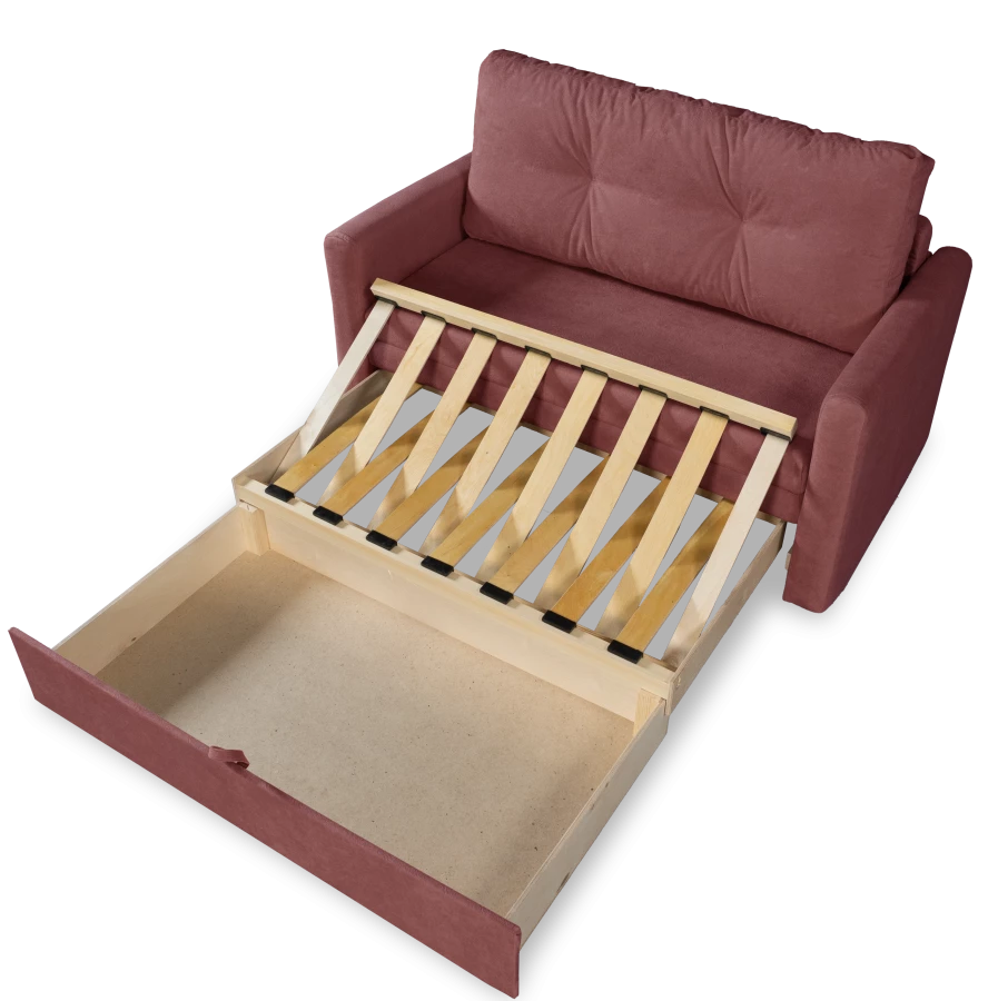 Диван-кровать Юнат 120, раскладной, розово-сиреневый с мелкими разводами, 142х87х94 см (изображение №6)