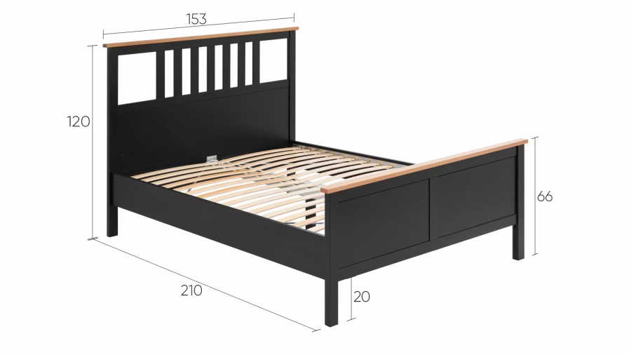 Кровать - аналог IKEA HEMNES / ХЕМНЭС/ ХЕМНЕС / КЫМОР / ИКЕА 140х200 см, черный/светло-коричневый (изображение №5)