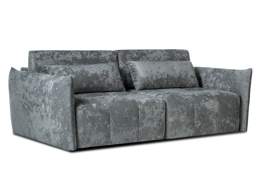 Диван-кровать Таип 2, велюровый, раскладной, темно-серый велюр, 235х128х86 см (изображение №4)