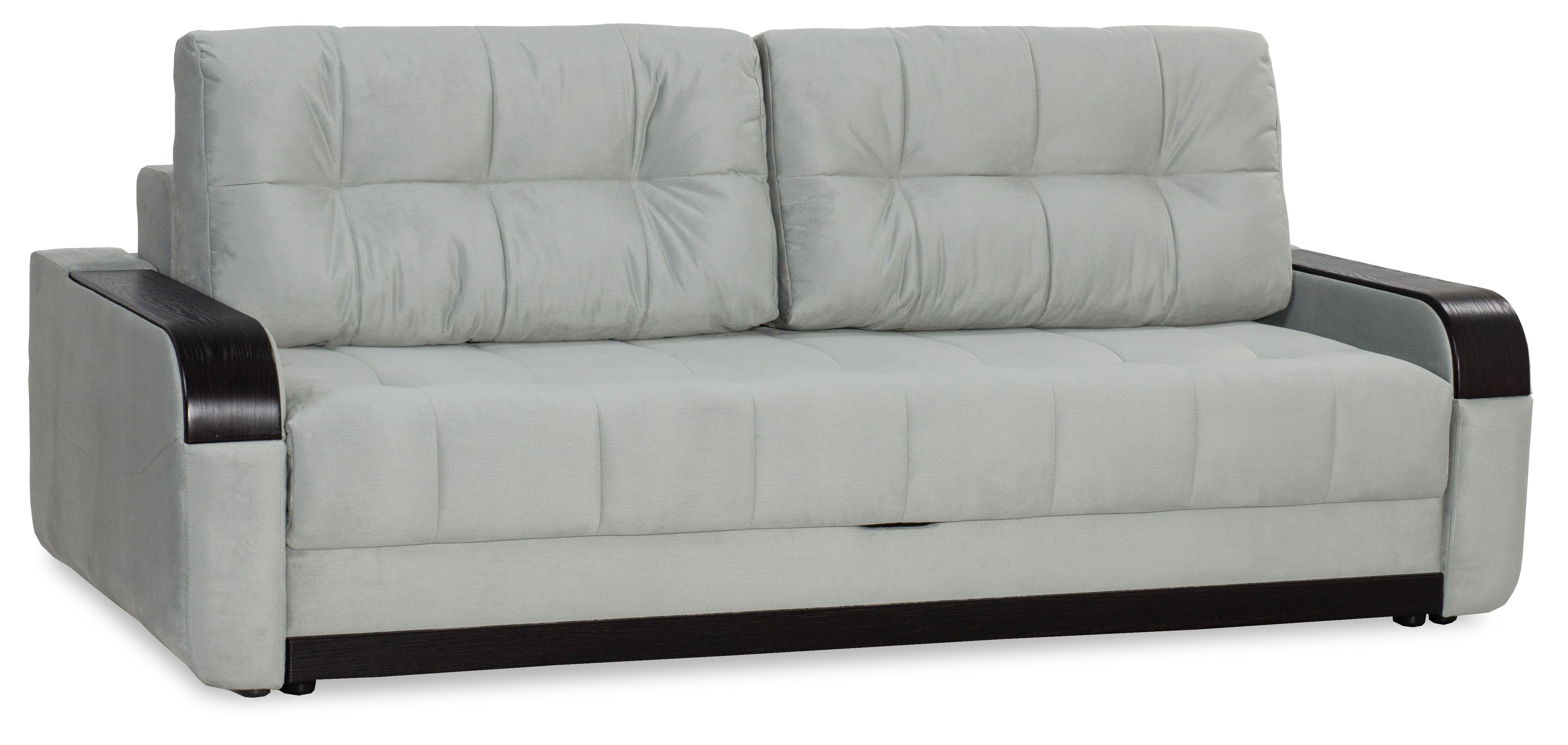 Диван-кровать Татьяна 5 БД Optima велюровый, раскладной, с ящиком для белья, механизм Еврокнижка, светло-серый велюр, 234х117х100см